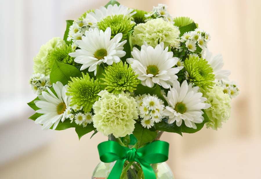 flower color meaning with bouquet of green flowers