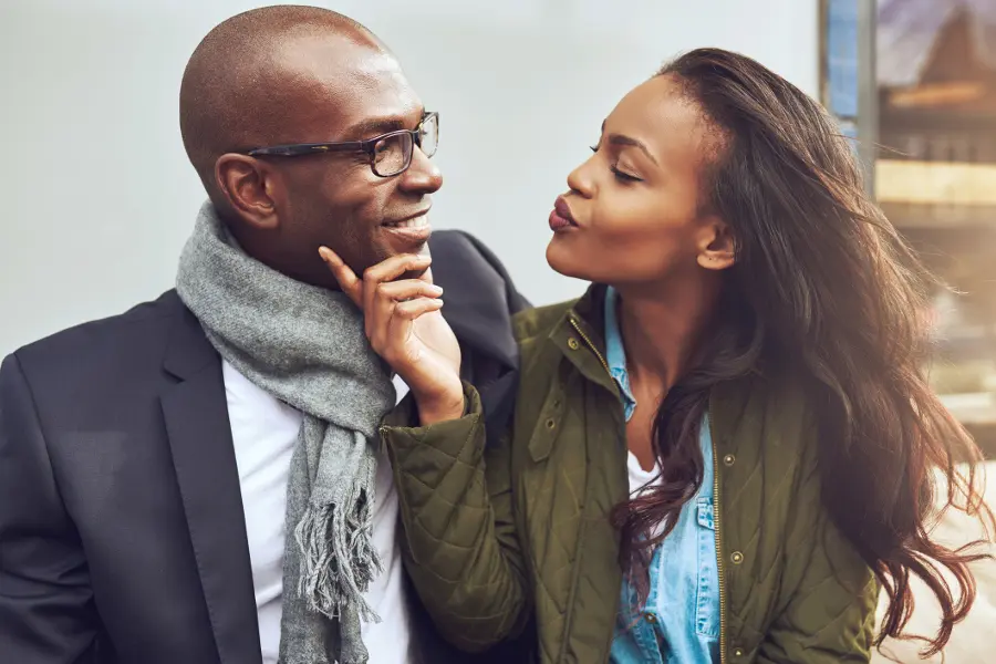 Couple about to kiss