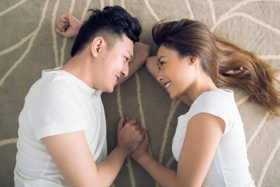 Couple staring into each others eyes