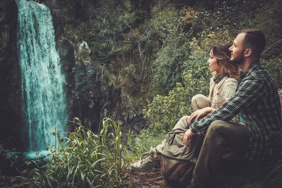 Couple hiked to waterfall