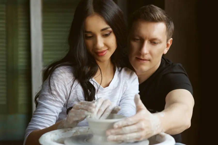 Couple making Pottery