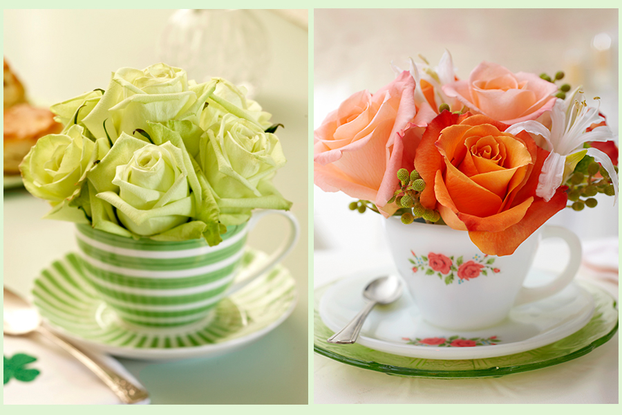 Teacups with flowers