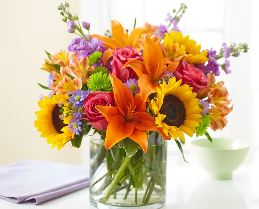 photo of wedding anniversary flowers with a sunflower bouquet