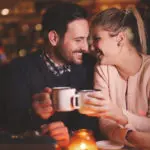 fall date ideas with Romantic couple dating in pub at night