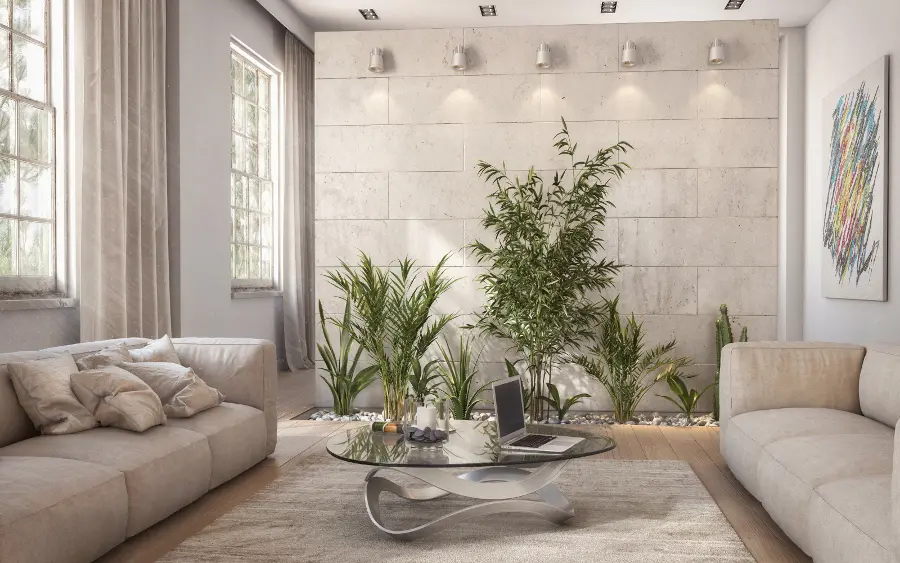 Modern loft with plants