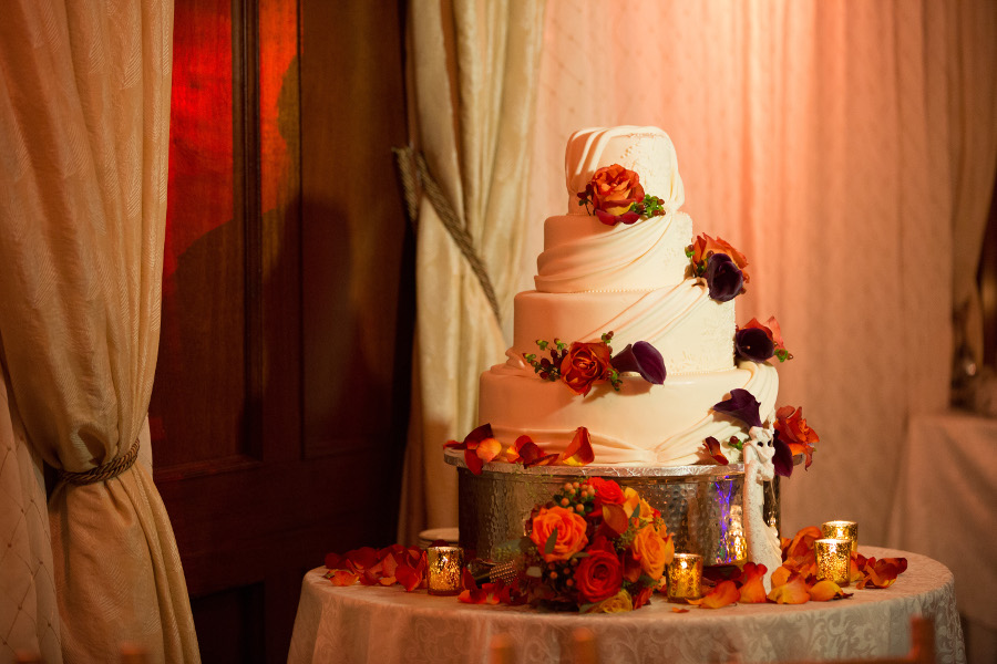 Fall Wedding Cake with Flowers