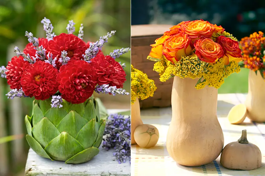 Vegetable Vase ideas with asparagus and squash