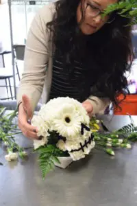 flower skull halloween arrangement