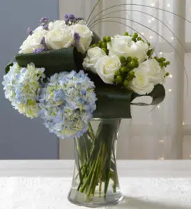 Hand-tied rose & hydrangea flower arrangement