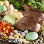 Chocolate Easter Bunny in a Basket with Assorted Candy