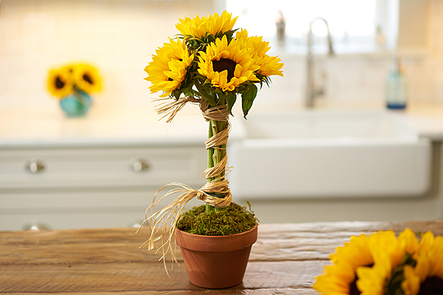 sunflower topiary with finished topiary