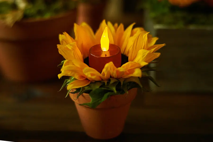sunflower candle holder with LED votive  light