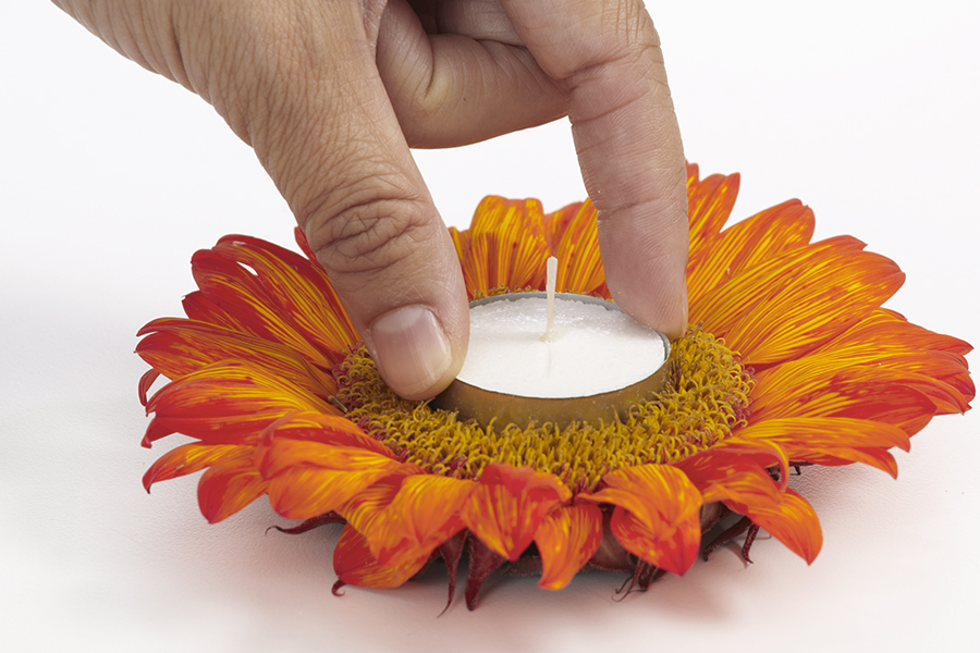 sunflower candle holder with pressing in votive