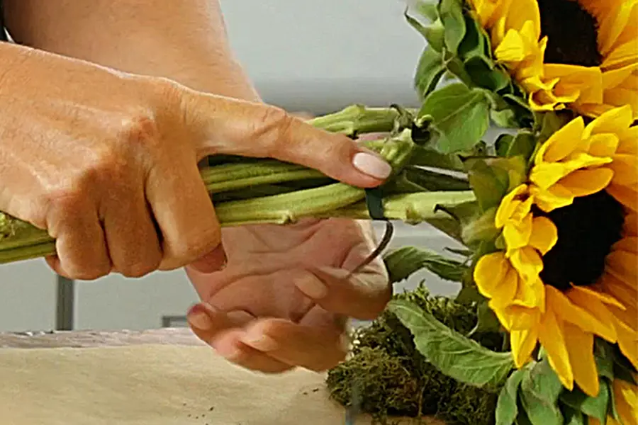 sunflower topiary with wrapping stems