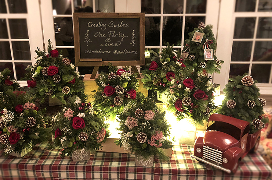 Completed DIY Holiday Flower Trees