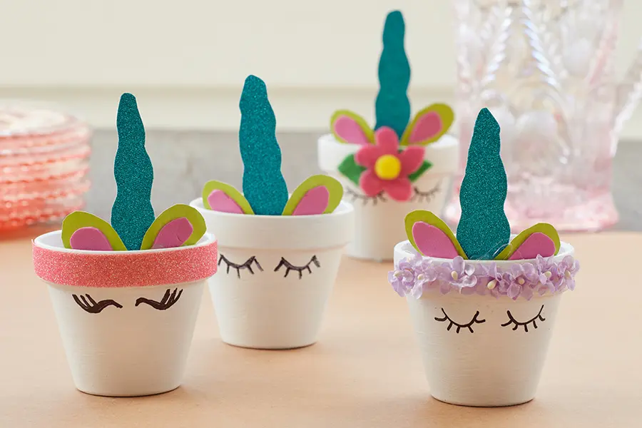 unicorn decorations with mini unicorn planters
