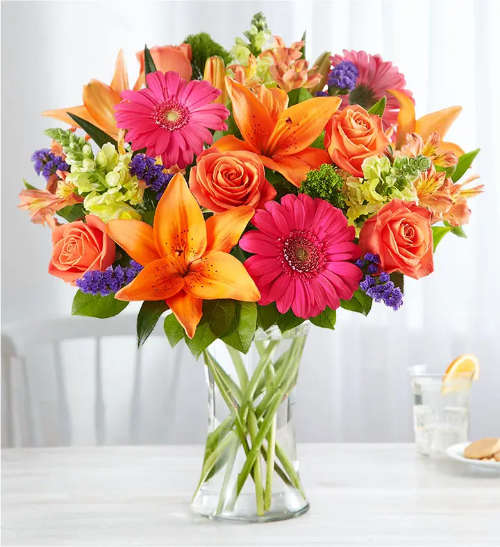 vibrant floral medley gerbera daisy bouquet