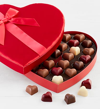 Satin heart box with Valentine's Day truffles