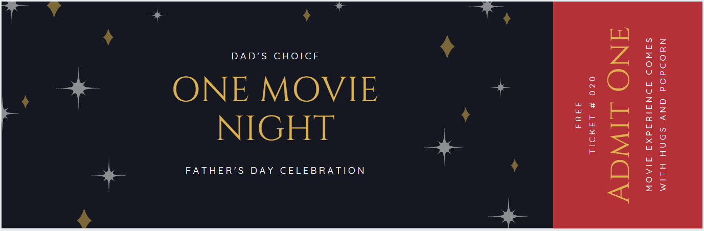 a photo of father's day coupon: movie night