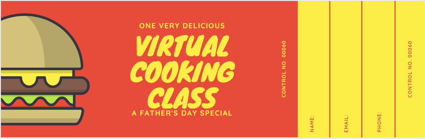 a photo of father's day coupon: virtual cooking class