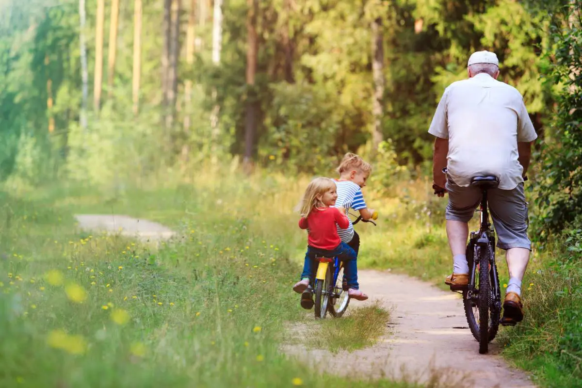 Kids Riding Bikes with Grandpa