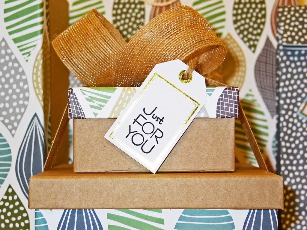 gift giving with gift boxes