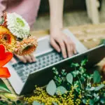 Laptop and flowers