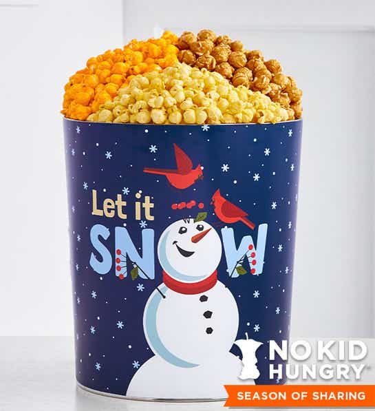 Snowman popcorn tin