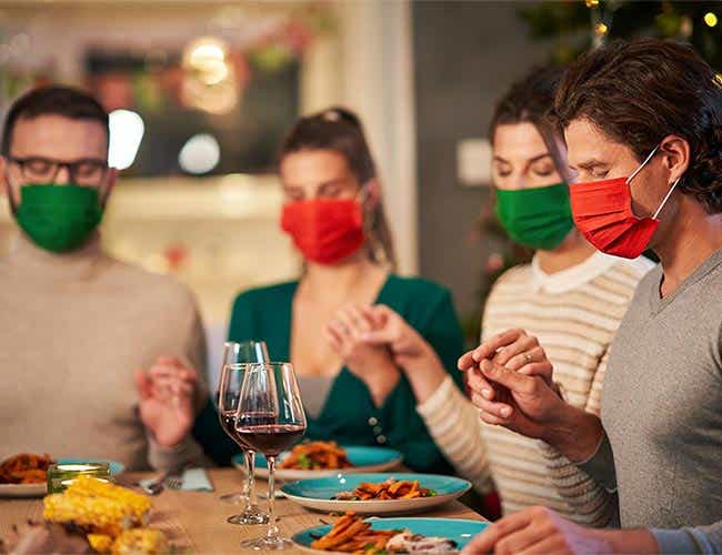 Holiday gathering with masks