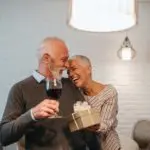 Elderly couple embracing