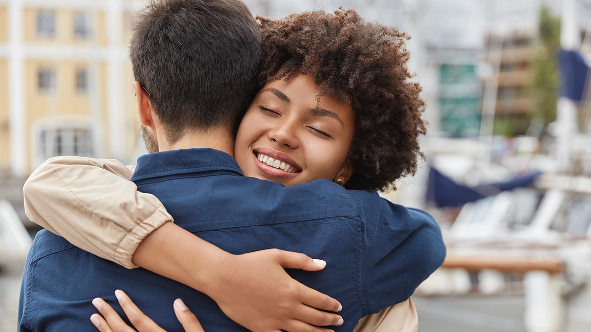 Man and woman hugging