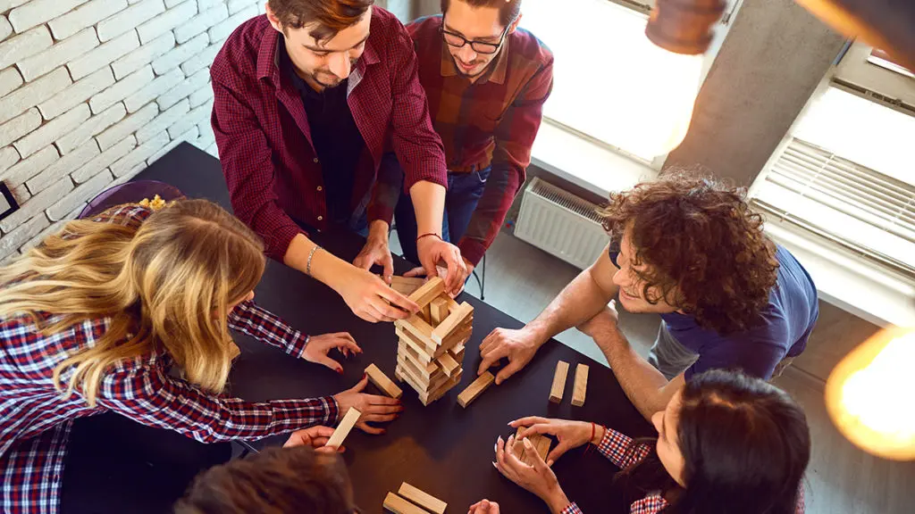 Friends playing board games