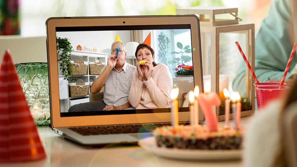 Celebrating birthday on laptop