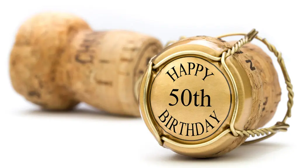 50th birthday champagne cork -- a great gift idea for someone celebrating a 50th birthday.