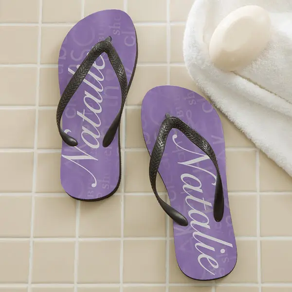 a photo of mother's day gift ideas: Purple flip flops