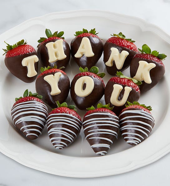 A photo of gifts for teachers: Thank you strawberries