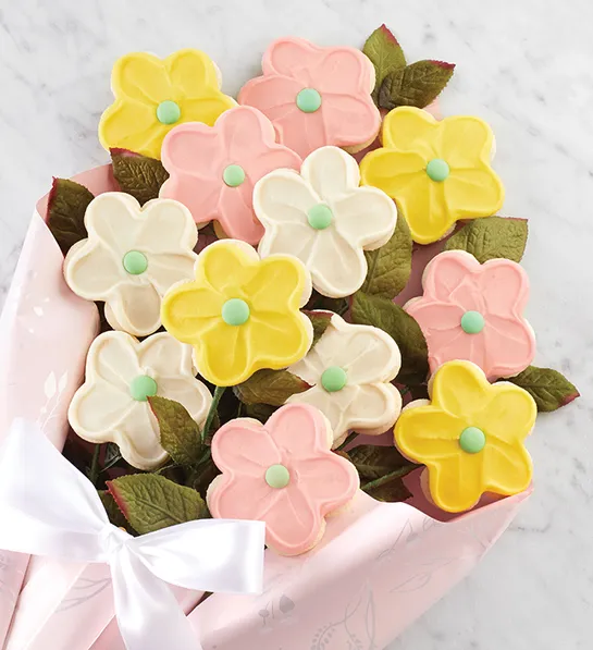 Photo of buttercream-frosted flower cookies for Mother's Day