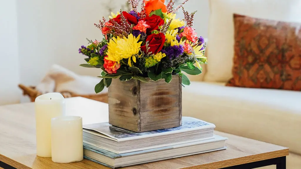 benefits of flowers with rustic floral arrangement on table