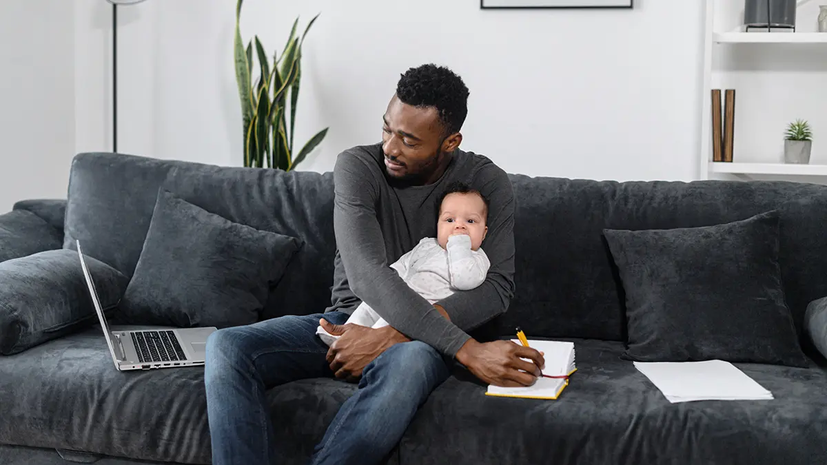 a photo of dad braIn with a dad and baby