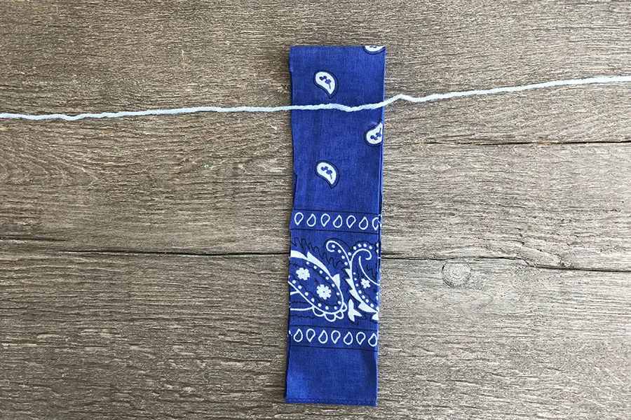 DIY garland with blue bandana strip