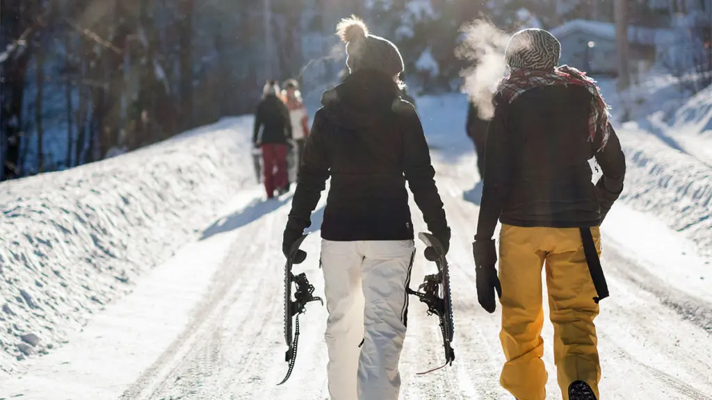 Two women on ski trail