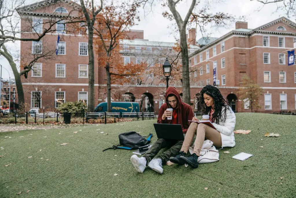 care packages with students studying outside