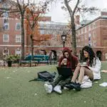 care packages with students studying outside