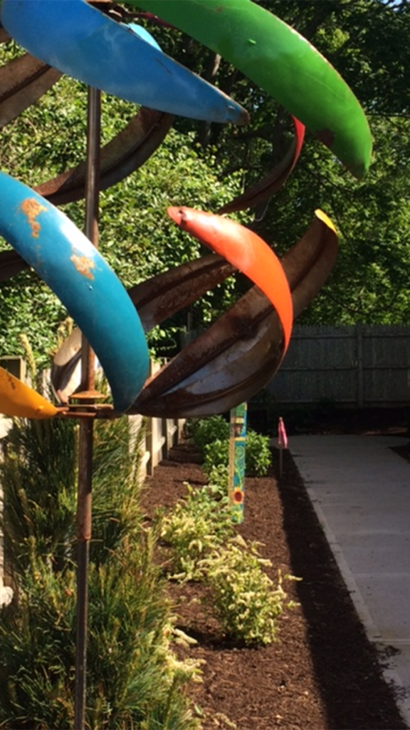 Photo of the memory garden at Rosewood Manor, which treats people with dementia by using plants, flowers, and gardening.