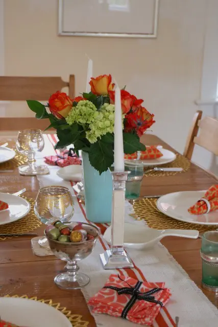 Photo of a table setting at a fall seasonal dinner party