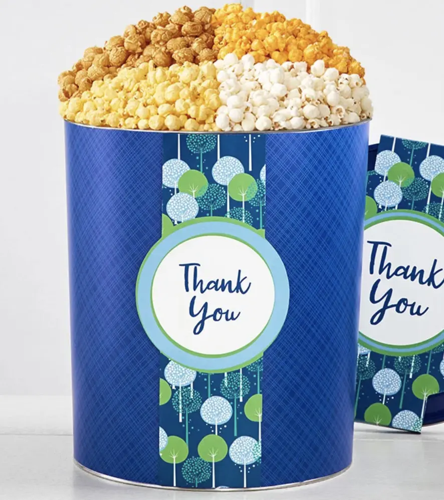 Popcorn thank you tin