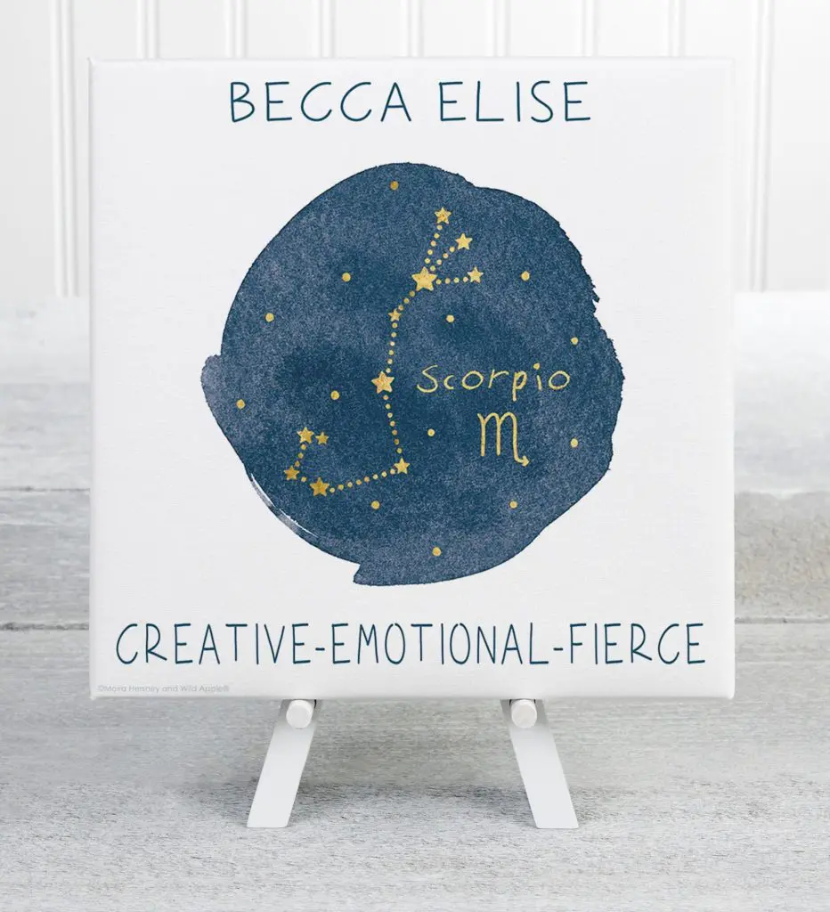 Picture of a personalized Scorpio print, the zodiac for a November birthday