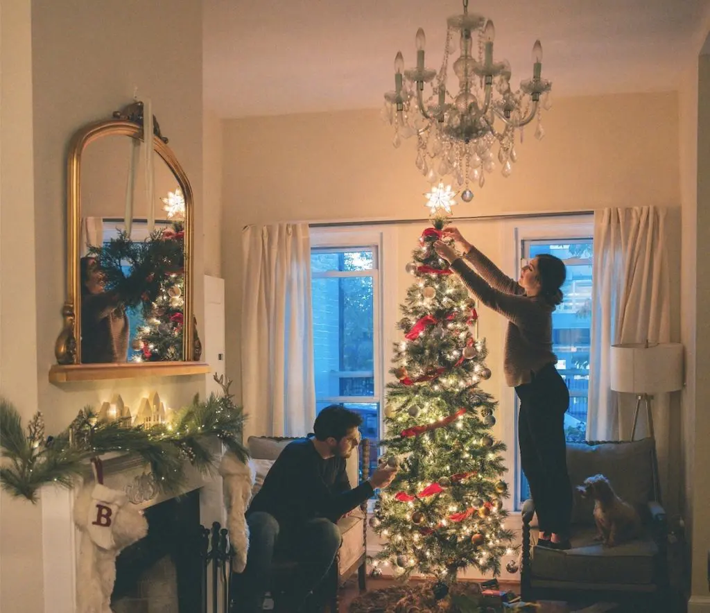 Picture of holiday decorator with tree