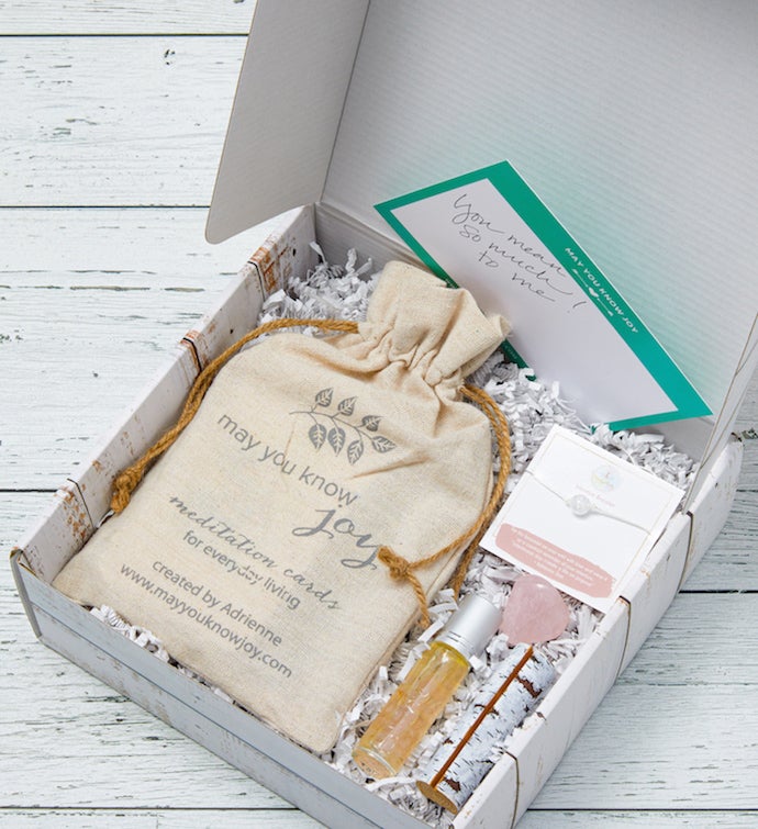 Photo of a May You Find Joy Gift Box, a perfect end-of-year corporate gift for high achievers.