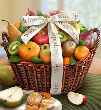 Photo of a sympathy fruit basket 